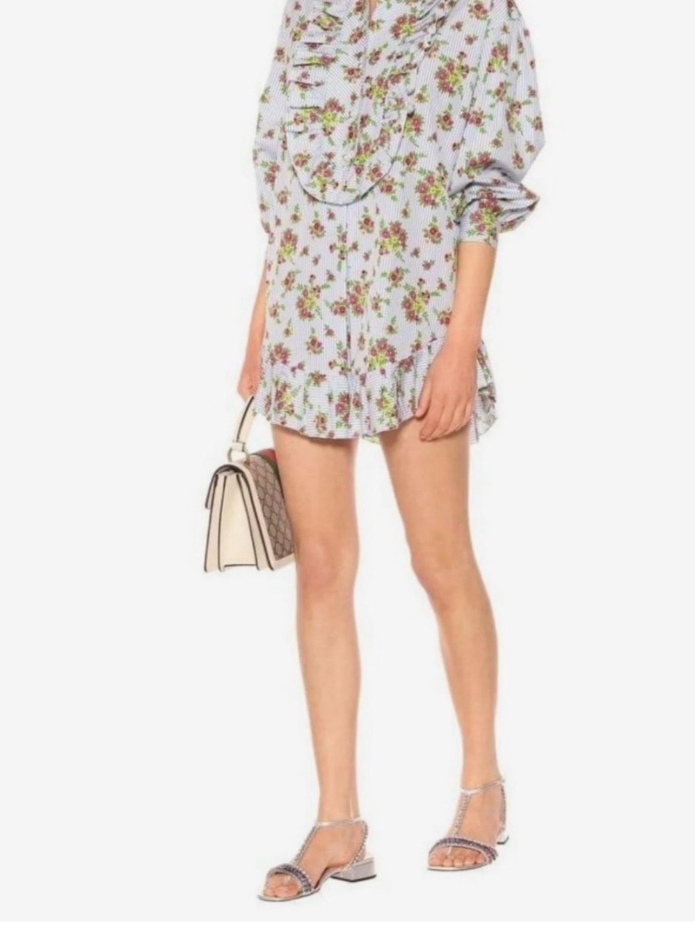 New Gucci Bertie Sandals with Red, Clear, and Blue Crystal Straps 37.5 - Picture 11 of 14